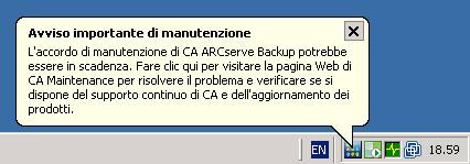 Messaggio di notifica di manutenzione di Windows Server 2003