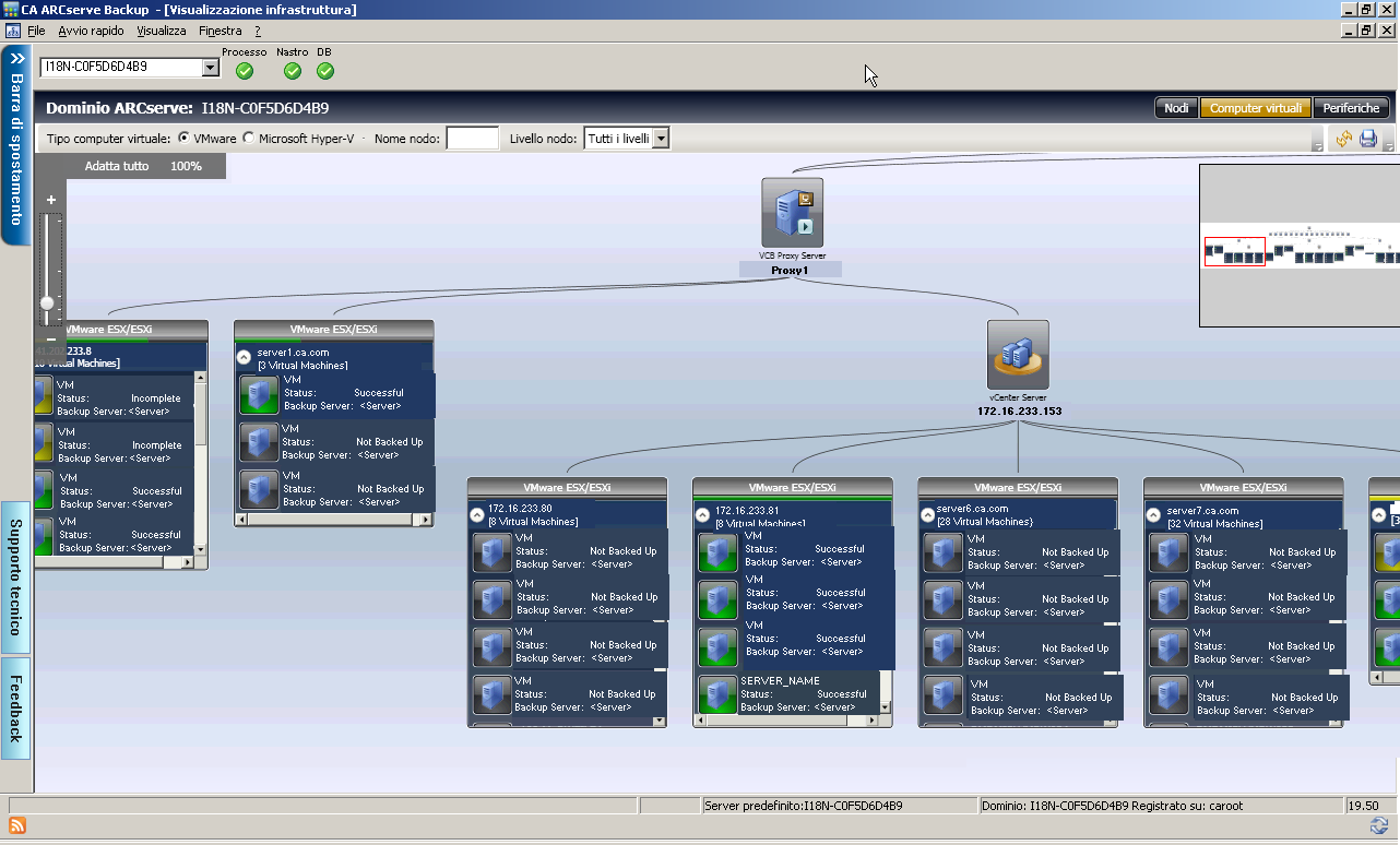 Visualizzazione Computer virtuale filtrata in base al tipo di sistema VMware