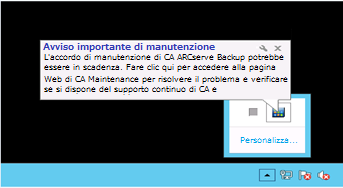 Messaggio di notifica di manutenzione di Windows Server 2012