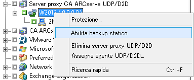 Abilita il backup statico