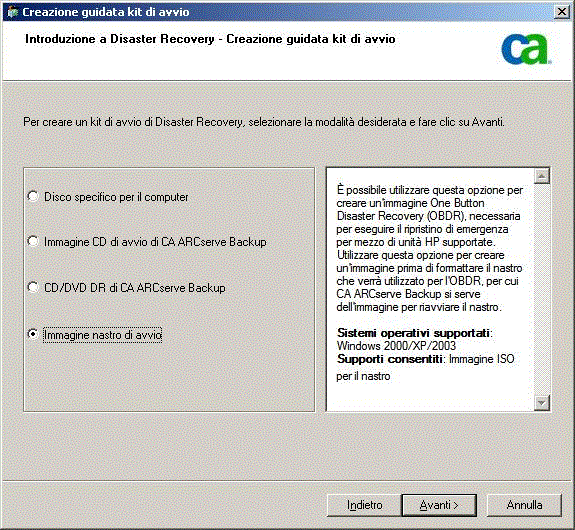 Creazione dell'immagine nastro di avvio CA per Windows 2003