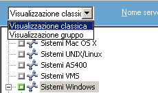 Visualizzazione classica di Gestione backup