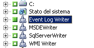 Mostra il writer di cui eseguire il backup con l'indicatore verde selezionato.