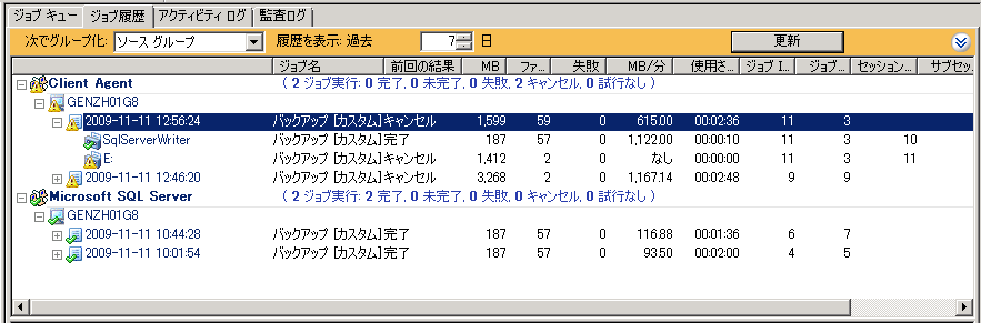 ソース グループ - ジョブの詳細
