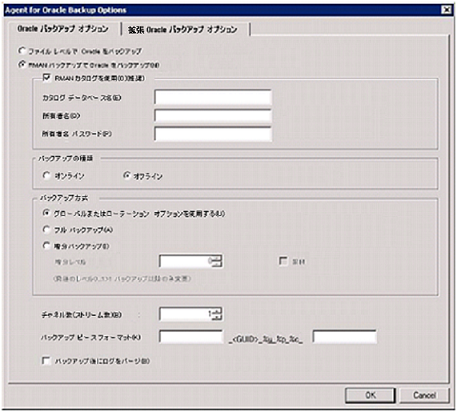 RMAN モードでの Agent for Oracle バックアップ オプション