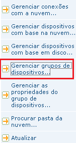 Gerenciador de dispositivos - Atalho Configurar Grupos.