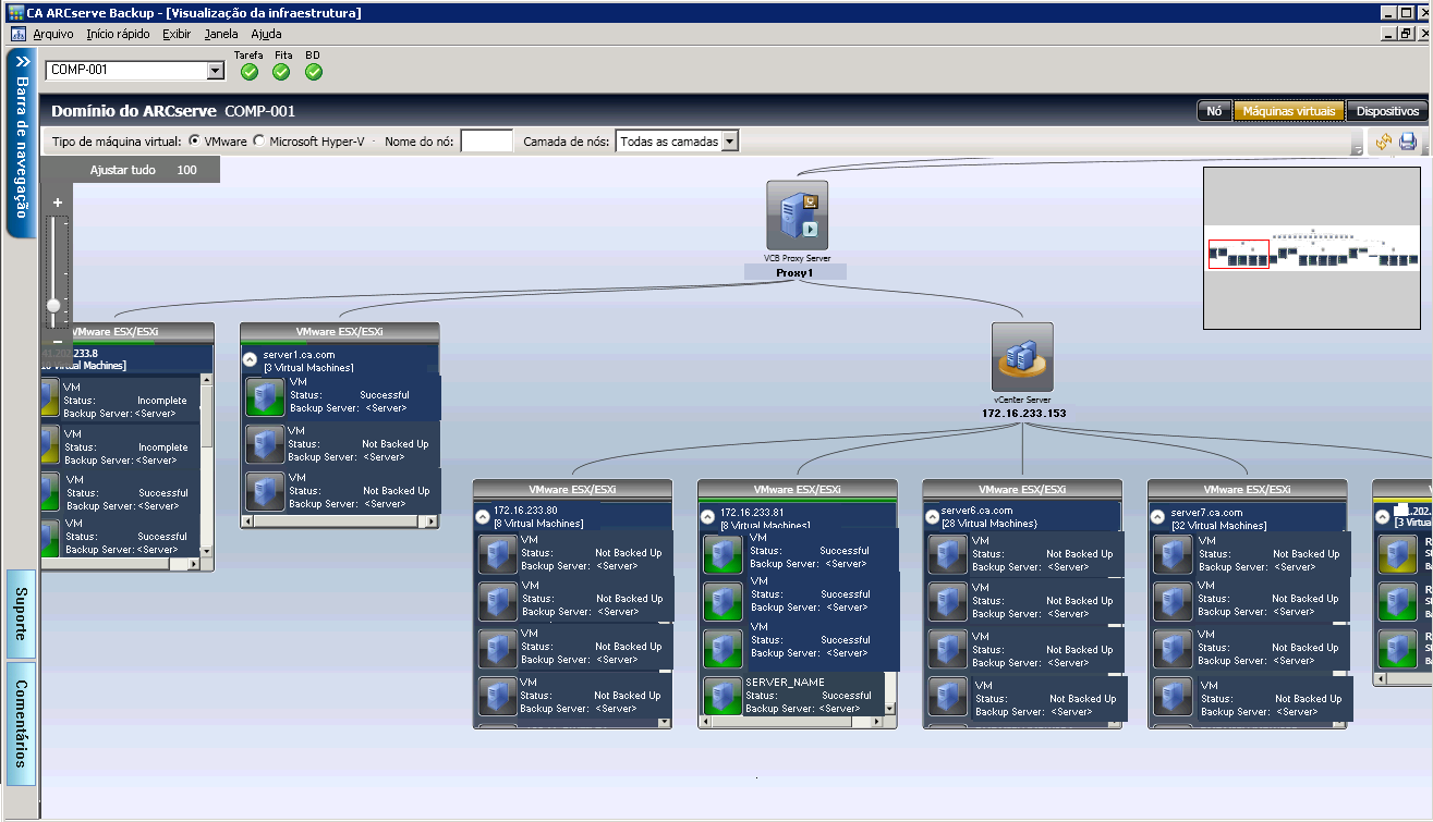 Exibição de máquina virtual filtrada por tipo de VMware