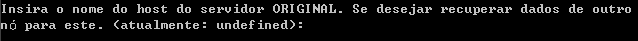 Especificar o nome do host do nó em que foi feito backup de dados no programa sapsetup.