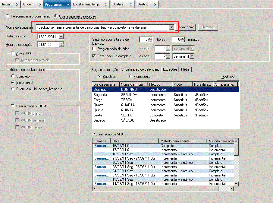 Backup Manager Schedule Tab_Enable GFS For SFB
