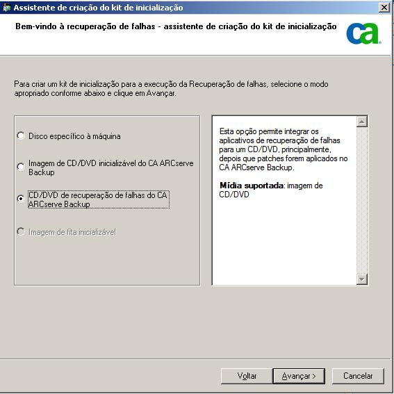 BSBAB---Opção de CD/DVD de recuperação de falhas do CA ARCserve-scr-drow