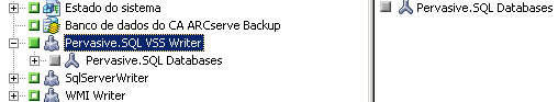 Gravador de VSS do Pervasive SQL