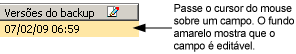 Janela do Gerenciador de restauração com o método Recuperar VM especificado. Role o cursor do mouse sobre um campo. O plano de fundo muda de cor para indicar um campo editável.