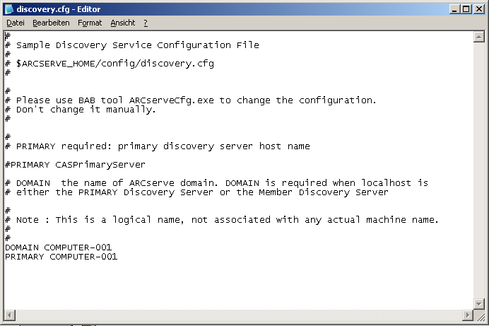 Discovery-Konfigurationsdatei - discovery.cfg