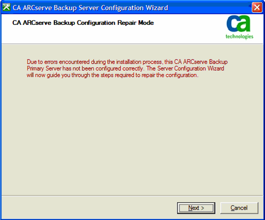 Assistent für Serverkonfiguration - Es sind Setupfehler aufgetreten