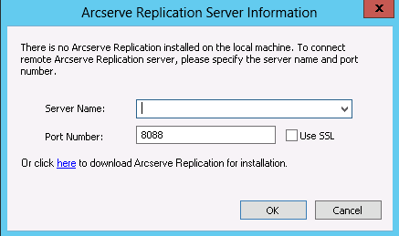 Arcserve Replication Server Information dialog.