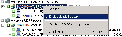 The Enable Static Backup option.