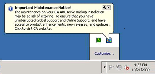 Maintenance Notification Message Windows Server 2008