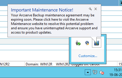 Maintenance Notification Message Windows Server 2012