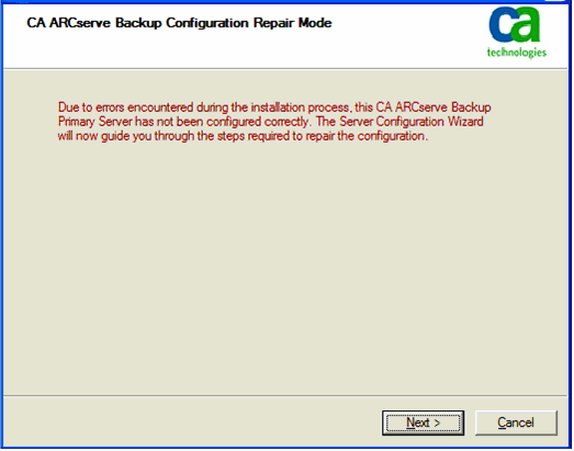 Server configuration Wizard - Setup errors occurred