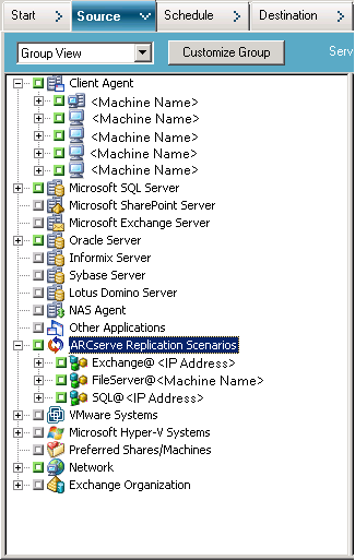 Create Backup Job - Different Scenario Views