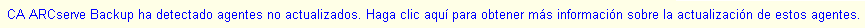Alerta de actualización del agente