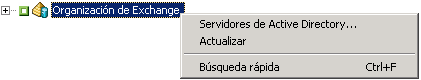 Menú de acceso directo de Organización de Exchange