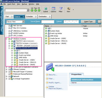 Las instancias de Oracle aparecen en el Gestor de copia de seguridad.