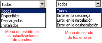 APM: menú desplegable Estado