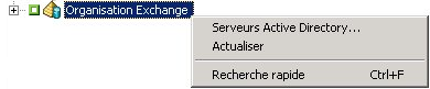 Menu contextuel Organisation Exchange