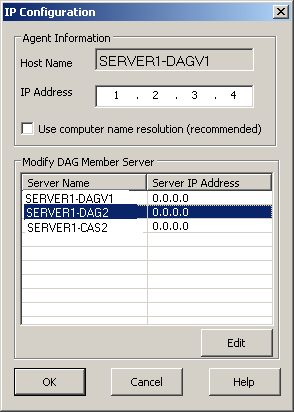 La boîte de dialogue Configuration de l'IP s'ouvre.