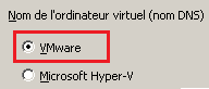 Spécifiez l'option VMware dans la fenêtre Récupérer l'ordinateur virtuel.