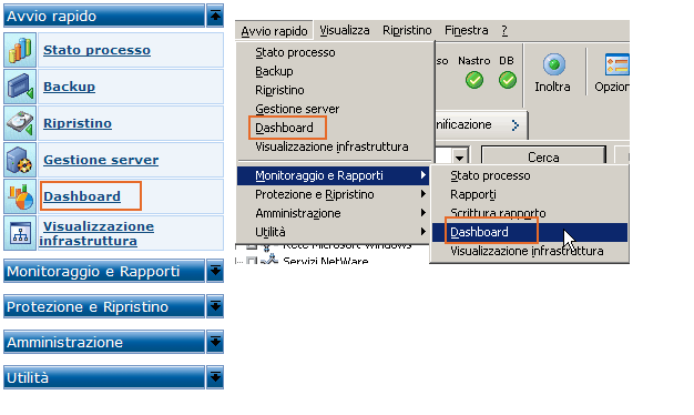 Apri Dashboard nel menu di avvio veloce.