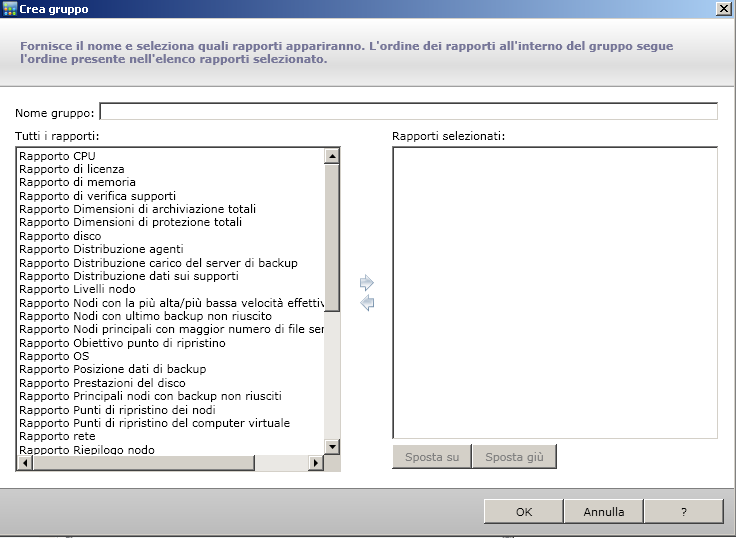 Dashboard Group - Crea gruppo finestra di dialogo.