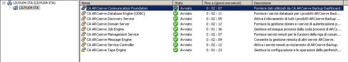 Immagine: Amministrazione server Il modulo nastro CA ARCserve è evidenziato.