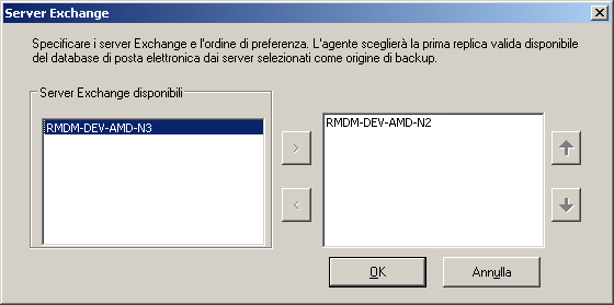 scelta dell'ordine di preferenza di Exchange Server