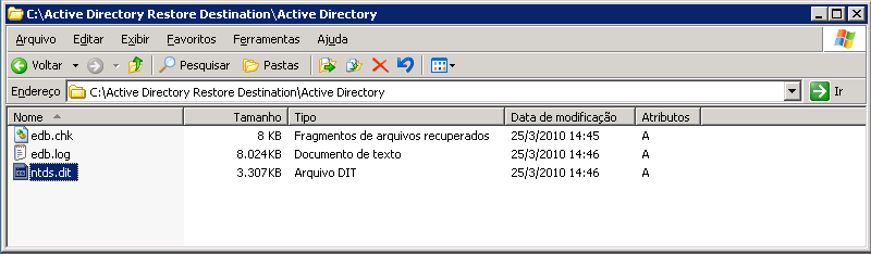 Windows Explorer. Aparece o local alternativo do servidor de Controlador de domínio.