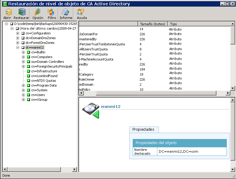 Utilitário de Restauração de nível de objeto do CA Active Directory