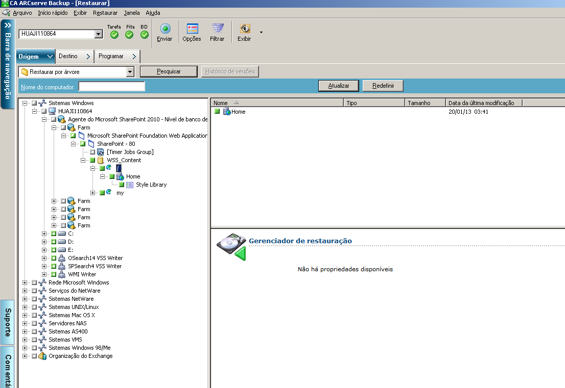 Farm de restauração em nível de documento