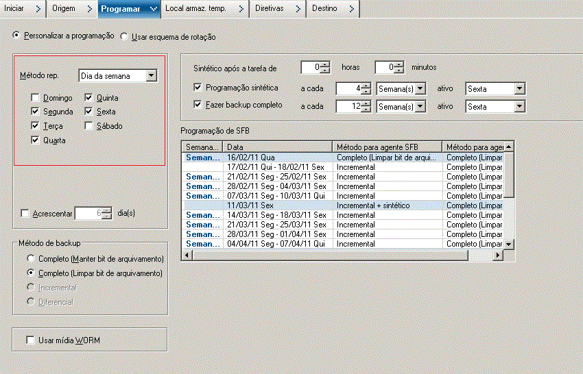 Backup Manager Schedule Tab_Custom Schedule for SFB