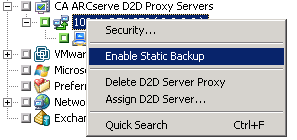 A opção Permitir backup estático.