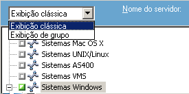 Exibição clássica do gerenciador de backup