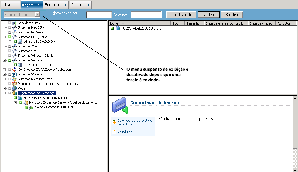 Gerenciador de status da tarefa: o menu suspenso Exibir é desativado após a tarefa ser enviada.