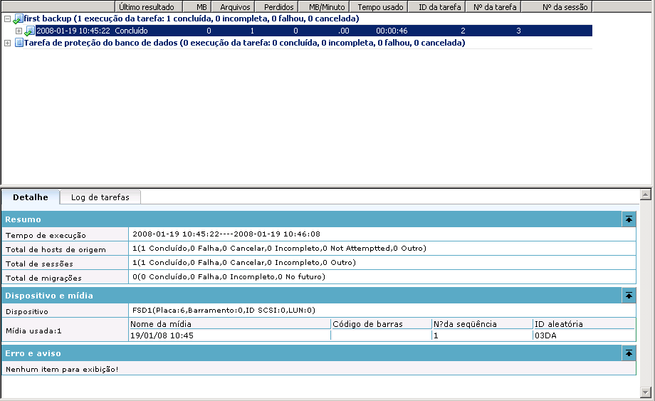 A ilustração mostra o andamento da tarefa principal e de cada tarefa filho no Gerenciador de status da tarefa