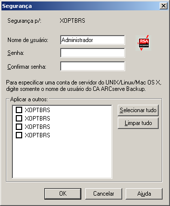 caixa de diálogo Segurança