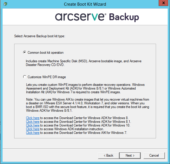 Create Boot Kit Wizard - Customize WinPE DR Image