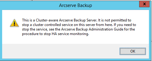 Warning message: Do not stop cluster controlled services.