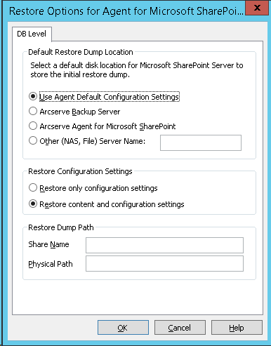 Wiederherstellungsoptionen des Agenten in Microsoft SharePoint