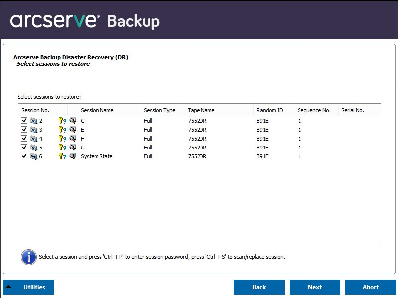 Windows PE Disaster Recovery - Fenster "Datenträgerpartitionen wiederherstellen".