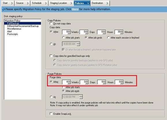 Backup Manager Policies Tab_Migration Policy for Custom Schedule for SFB