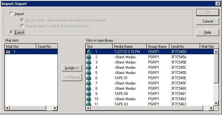 Import / Export dialog. Import and Quick Import are specified.